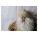 Vintage Santa Claus Figurine with Velvet Robe and Christmas Decor