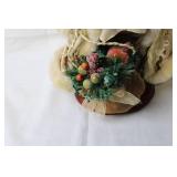 Vintage Santa Claus Figurine with Velvet Robe and Christmas Decor