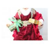 Santa Claus Figurine with Velvet Robes and Gifts