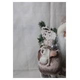 Santa Claus Figurine with Velvet Outfit and Silver Accents