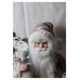 Santa Claus Figurine with Velvet Outfit and Silver Accents