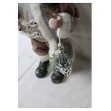 Santa Claus Figurine with Velvet Outfit and Silver Accents