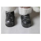 Santa Claus Figurine with Velvet Outfit and Silver Accents