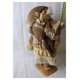 Vintage Santa Claus Figurine in Gold Velvet Costume