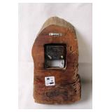 Rustic Wooden Mantle Clock with Natural Bark Finish