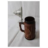 Vintage German Beer Stein with Pewter Lid, 10 Inches Tall