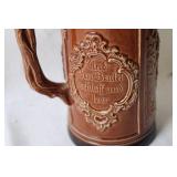 Vintage German Beer Stein with Pewter Lid, 10 Inches Tall