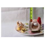 Easter-Themed Ceramic Napkin Rings and Plate