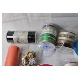 Large Assortment of Craft Ribbons and Tulle in Various Colors and Sizes