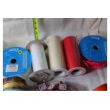 Large Assortment of Craft Ribbons and Tulle in Various Colors and Sizes