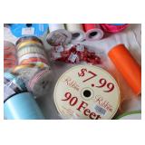 Large Assortment of Craft Ribbons and Tulle in Various Colors and Sizes
