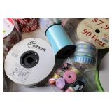 Large Assortment of Craft Ribbons and Tulle in Various Colors and Sizes