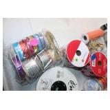 Large Assortment of Craft Ribbons and Tulle in Various Colors and Sizes