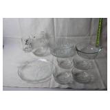 Assorted Glassware Set with Pitcher, Bowls, and Platter