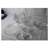 Assorted Glassware Set with Pitcher, Bowls, and Platter