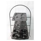3-Tier Black Metal Baking Rack with Gingerbread and Donut Baking Trays