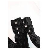 Neal-McClintock Vintage Black Velvet Dress with Rhinestone Buttons