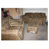 Set of 3-Piece Floral Upholstered Furniture with Sofa, Loveseat, and Ottoman