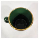 Lot Of Four Holiday Coffee Cups/Mugs With Gold Reindeer And Gold On Rim