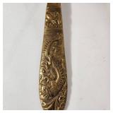 Large Decorative Gold Spoon And Fork With Patina 24.5" Tall Good Condition