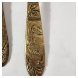 Large Decorative Gold Spoon And Fork With Patina 24.5" Tall Good Condition