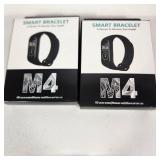 Lot Of Two New Black Smart Bracelets M4 HD Color Screen 45 Day Battery Life