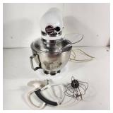 White Kitchen Aid Mixer With Three Attachments Fair Condition Tested Works