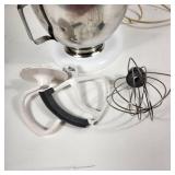 White Kitchen Aid Mixer With Three Attachments Fair Condition Tested Works