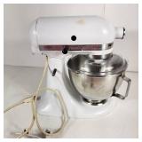 White Kitchen Aid Mixer With Three Attachments Fair Condition Tested Works