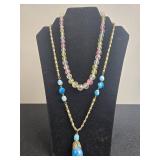 Set of Colorful Beaded Necklaces and Earrings - display not inc