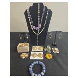 Collection of Vintage Jewelry Including Necklaces, Earrings, and Brooches - display not inc
