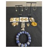 Collection of Vintage Jewelry Including Necklaces, Earrings, and Brooches - display not inc