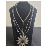 Multi-Piece Jewelry Set: Necklaces, Earrings, Bracelet with Gemstones - display not inc