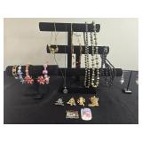 Collection of Costume Jewelry: Necklaces, Earrings, Bracelets, and Holiday Brooches - display not inc