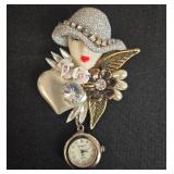 Unique Collection of Vintage Brooches and Pins with Watch (untested)