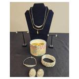 Elegant Set of Fashion Jewelry with Bracelets, Earrings, and Necklace - display not inc