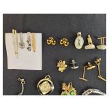 Collection of Jewelry and Accessories Including Necklace, Bracelet, Earrings, Tie Clips & Cuff Links - display not inc