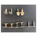 Set of Assorted Vintage Cufflinks with Silver Tone and Gem Accents