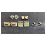 Set of Assorted Vintage Cufflinks with Silver Tone and Gem Accents