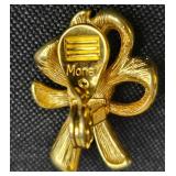 Monet Gold-Tone Clip-On Earrings with Rhinestones and Faux Pearls