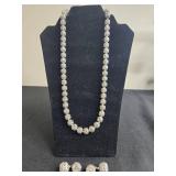 VTG Elegant Silver Tone Filigree Necklace & Earring Set - display not inc