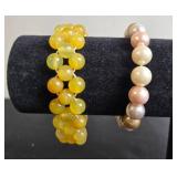 Set of Elegant Beaded Bracelets with Stone and Pearl Like Designs - display not inc