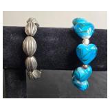 Set of Elegant Beaded Bracelets with Stone and Pearl Like Designs - display not inc