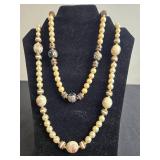 Set of VTG Beaded Necklaces with Floral and Pearl Like Accents - display not inc