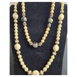 Set of VTG Beaded Necklaces with Floral and Pearl Like Accents - display not inc