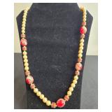 Set of VTG Beaded Necklaces with Floral and Pearl Like Accents - display not inc