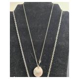 Set of Silver-Tone Necklaces with Love Pendant and Teardrop Crystal - display not inc