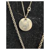 Set of Silver-Tone Necklaces with Love Pendant and Teardrop Crystal - display not inc