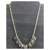 Gold Tone Necklace with Black Bead Accents - display not inc