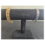 Elegant Two Bracelet Set with Roman Numeral Pendant Watch Necklace (untested) - display not inc